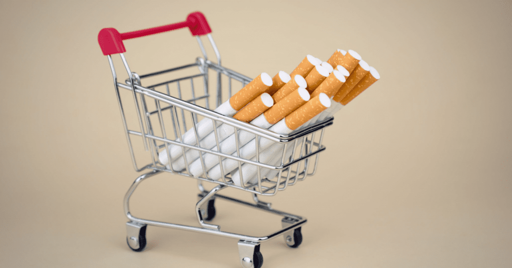 Shopping cart full of cigarettes