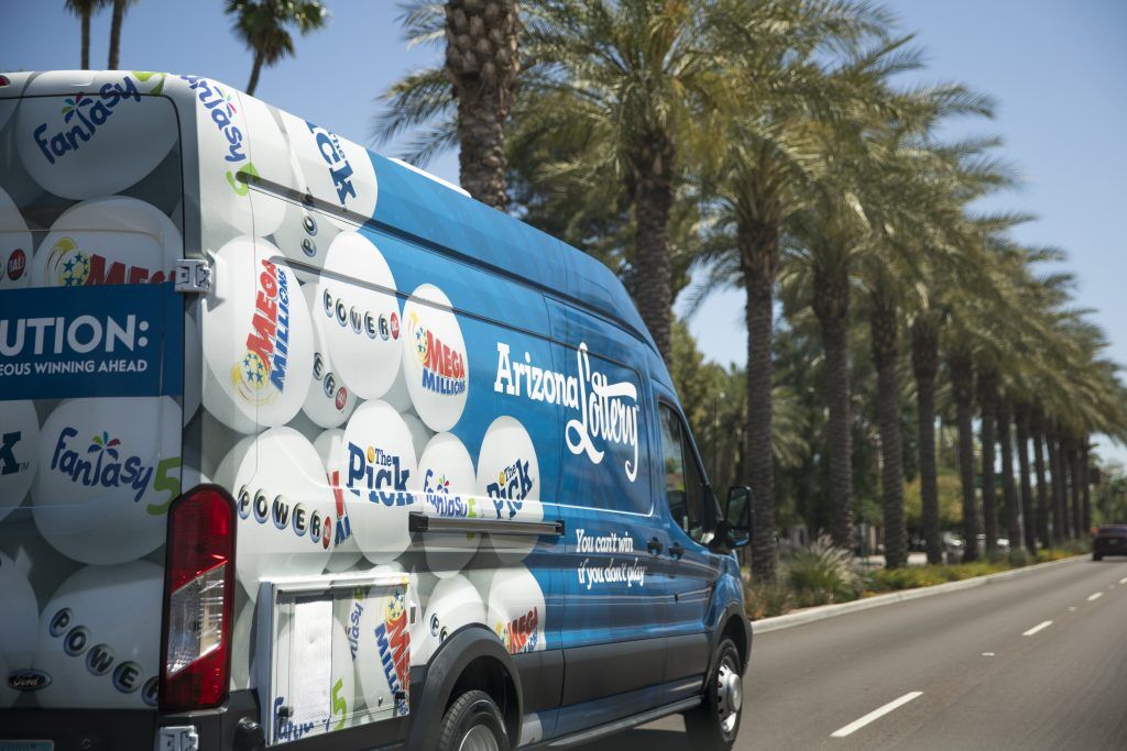 Arizona Lottery advertisement on a van